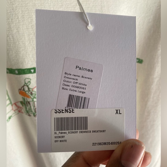 NWT Mens Palmes Off-Scenery Crewneck Sweatshirt, size XL in Off-White - Picture 4 of 15